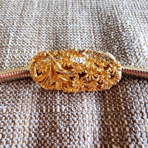 Vintage floral metal stretch belt